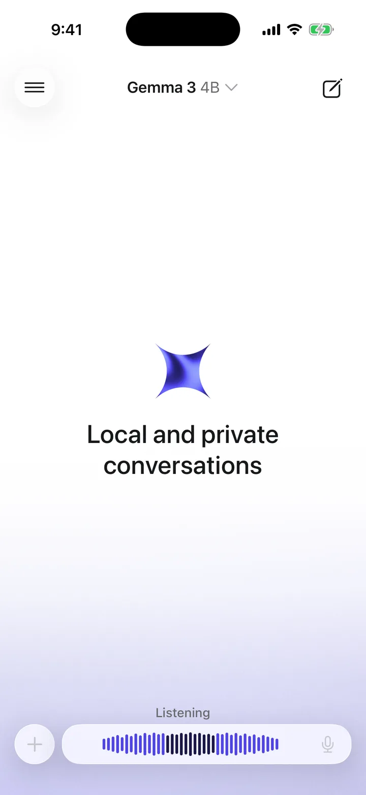 On-device dictation listening in a conversation
